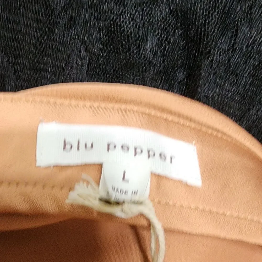 Blu Pepper Maxi Skirt L Tan Satin  Cowgirl Western NWT